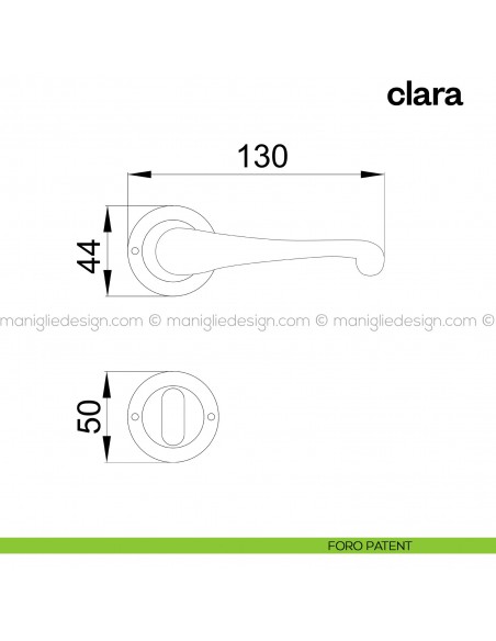 Maniglia per porta Clara Poggi Mariani con rosetta tonda foro patent