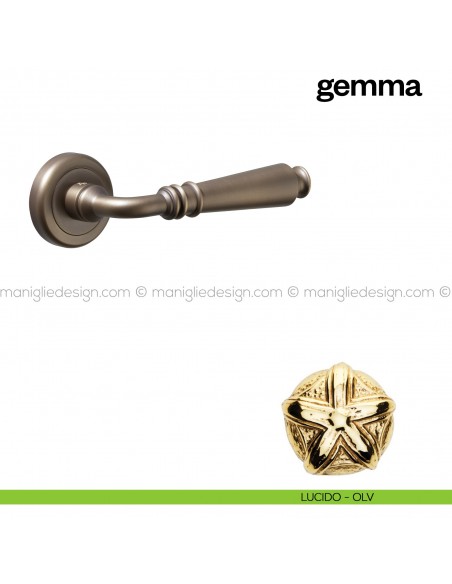 Maniglia per porta Gemma Poggi Mariani con rosetta tonda lucido - OLV