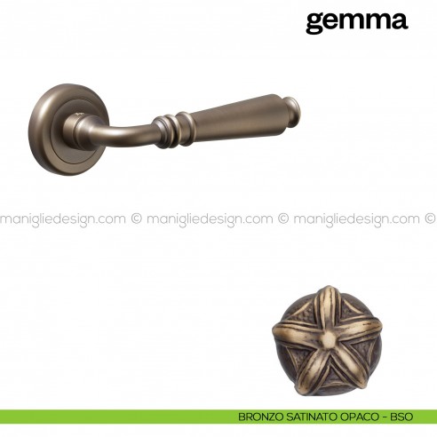 Maniglia per porta Gemma Poggi Mariani con rosetta tonda bronzo satinato opaco