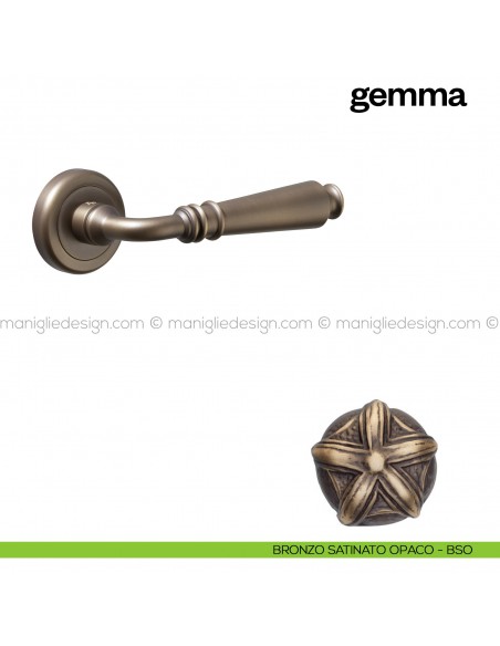 Maniglia per porta Gemma Poggi Mariani con rosetta tonda bronzo satinato opaco