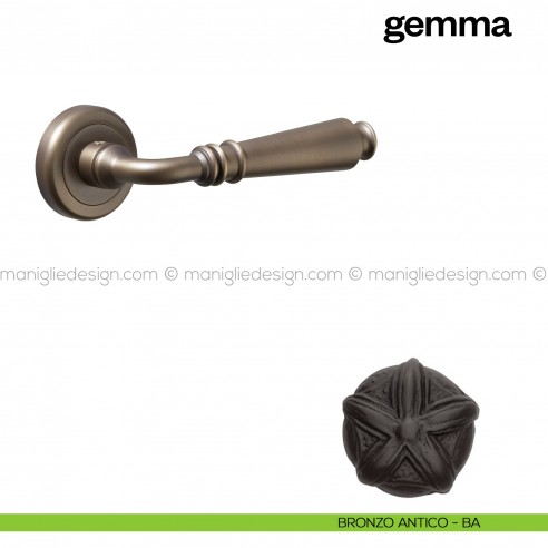 Maniglia per porta Gemma Poggi Mariani con rosetta tonda bronzo antico