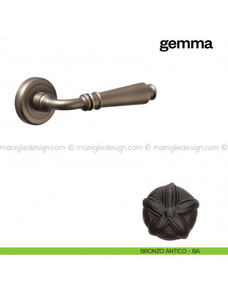 Maniglia per porta Gemma Poggi Mariani con rosetta tonda bronzo antico