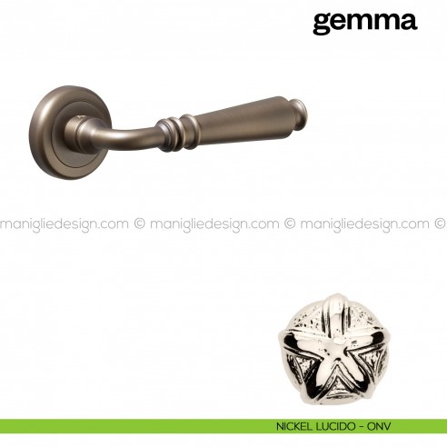 Maniglia per porta Gemma Poggi Mariani con rosetta tonda nickel lucido