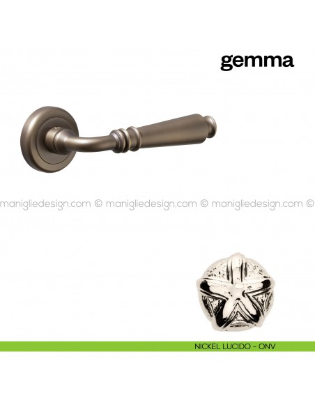 Maniglia per porta Gemma Poggi Mariani con rosetta tonda nickel lucido