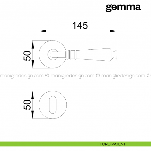 Maniglia per porta Gemma Poggi Mariani con rosetta tonda foro patent