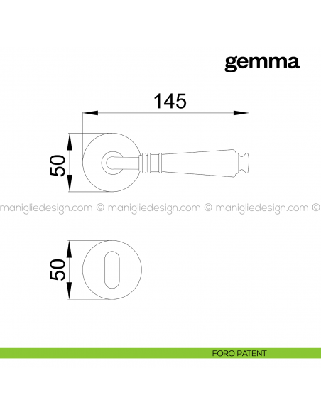 Maniglia per porta Gemma Poggi Mariani con rosetta tonda foro patent