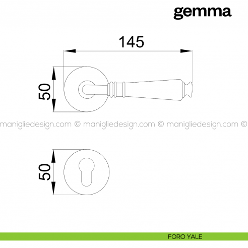 Maniglia per porta Gemma Poggi Mariani con rosetta tonda foro yale