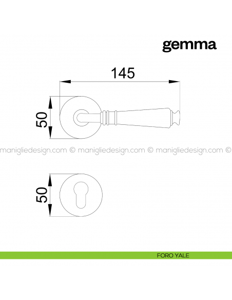 Maniglia per porta Gemma Poggi Mariani con rosetta tonda foro yale
