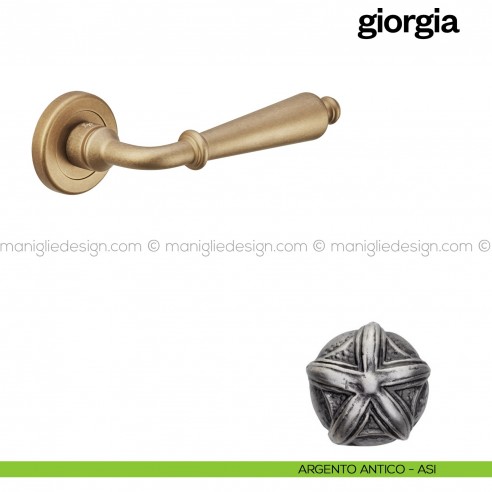 Maniglia per porta Giorgia Poggi Mariani con rosetta tonda Argento antico - ASI