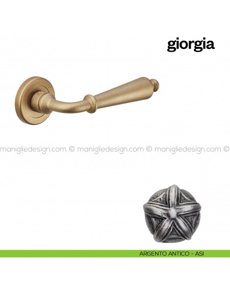 Maniglia per porta Giorgia Poggi Mariani con rosetta tonda Argento antico - ASI