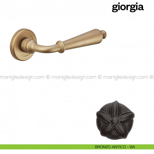 Maniglia per porta Giorgia Poggi Mariani con rosetta tonda Bronzo antico - BA
