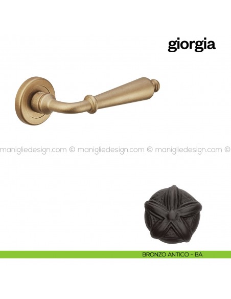Maniglia per porta Giorgia Poggi Mariani con rosetta tonda Bronzo antico - BA