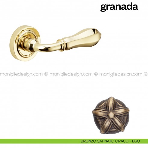 Maniglia per porta Granada Poggi Mariani con rosetta tonda Bronzo satinato opaco - BSO