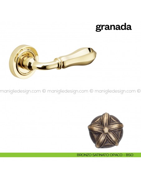 Maniglia per porta Granada Poggi Mariani con rosetta tonda Bronzo satinato opaco - BSO