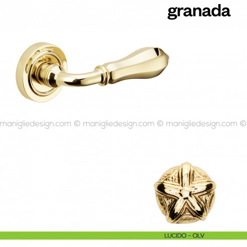 Maniglia per porta Granada Poggi Mariani con rosetta tonda Lucido - OLV