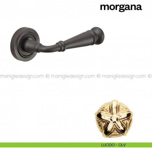 Maniglia per porta Morgana Poggi Mariani con rosetta tonda Lucido - OLV