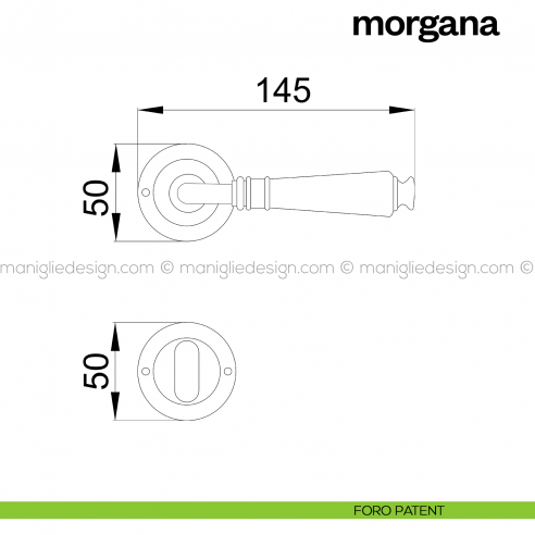 Maniglia per porta Morgana Poggi Mariani con rosetta tonda foro patent