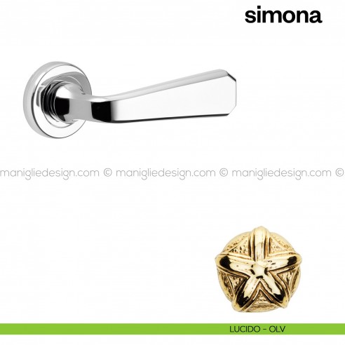 Maniglia per porta Simona Poggi Mariani con rosetta tonda lucido - OLV