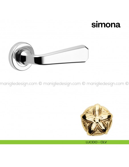 Maniglia per porta Simona Poggi Mariani con rosetta tonda lucido - OLV