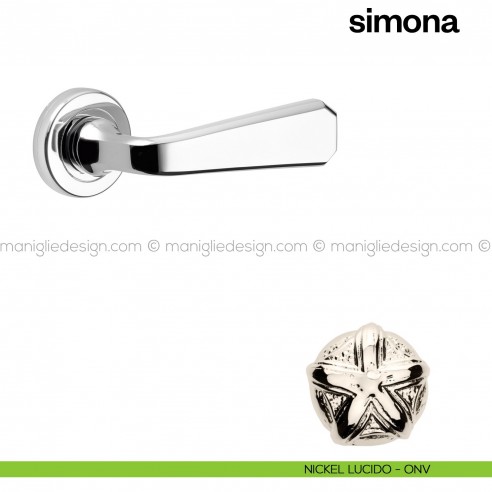 Maniglia per porta Simona Poggi Mariani con rosetta tonda nickel lucido - ONV