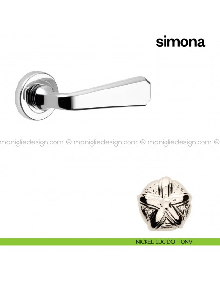 Maniglia per porta Simona Poggi Mariani con rosetta tonda nickel lucido - ONV