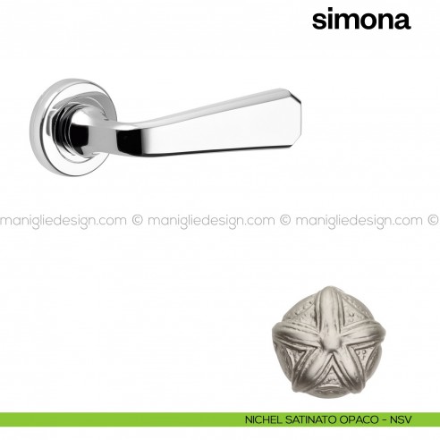 Maniglia per porta Simona Poggi Mariani con rosetta tonda nickel satinato - NSV