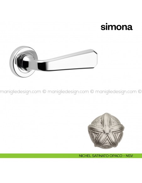 Maniglia per porta Simona Poggi Mariani con rosetta tonda nickel satinato - NSV
