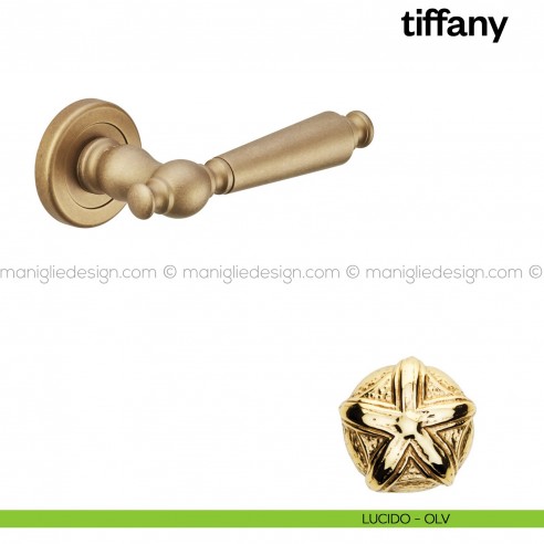 Maniglia per porta Tiffany Poggi Mariani con rosetta tonda lucido - OLV