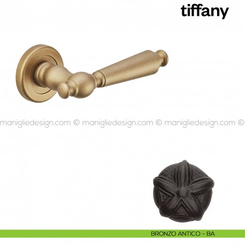 Maniglia per porta Tiffany Poggi Mariani con rosetta tonda bronzo antico - BA