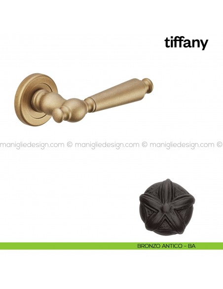 Maniglia per porta Tiffany Poggi Mariani con rosetta tonda bronzo antico - BA