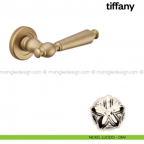 Maniglia per porta Tiffany Poggi Mariani con rosetta tonda nickel lucido - ONV