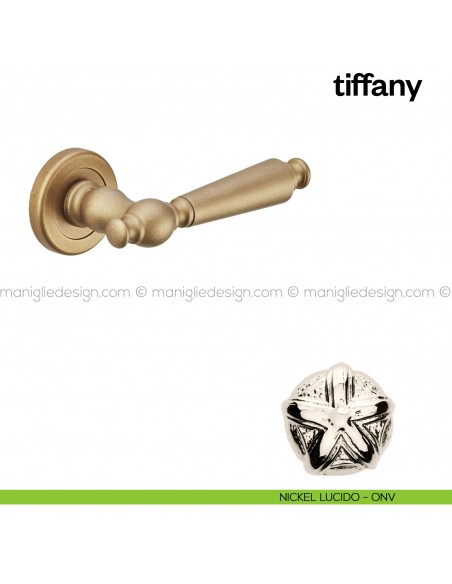 Maniglia per porta Tiffany Poggi Mariani con rosetta tonda nickel lucido - ONV