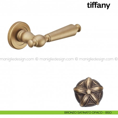Maniglia per porta Tiffany Poggi Mariani con rosetta tonda bronzo satinato opaco - BSO