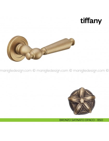 Maniglia per porta Tiffany Poggi Mariani con rosetta tonda bronzo satinato opaco - BSO