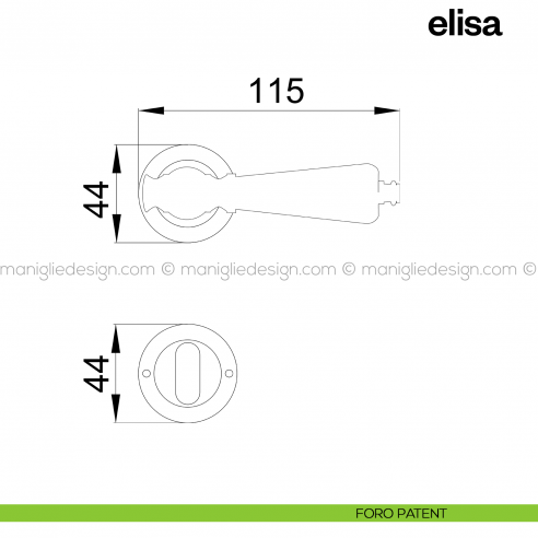 Maniglia in porcellana Bianca filo oro per porta Elisa Poggi Mariani con rosetta foro patent