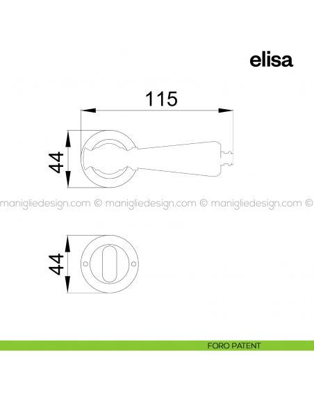 Maniglia in porcellana Bianca filo oro per porta Elisa Poggi Mariani con rosetta foro patent