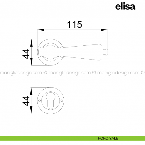 Maniglia in porcellana Bianca filo oro per porta Elisa Poggi Mariani con rosetta foro yale