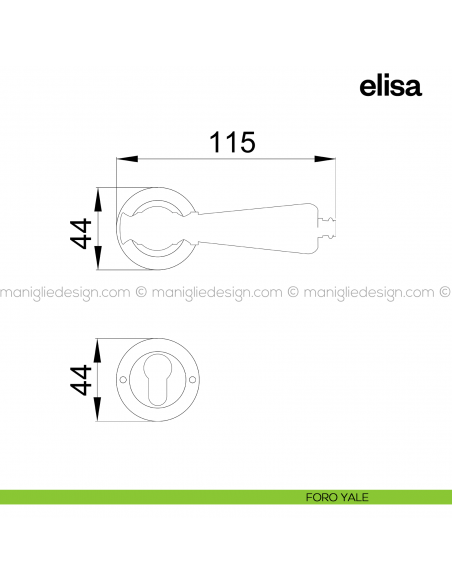 Maniglia in porcellana Bianca filo oro per porta Elisa Poggi Mariani con rosetta foro yale