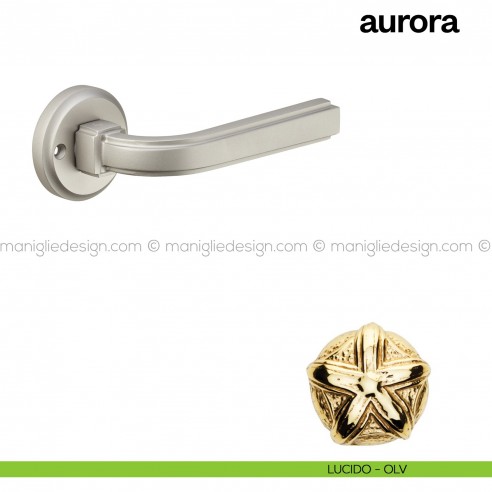 Maniglia per porta Aurora Poggi Mariani con rosetta tonda lucido - OLV