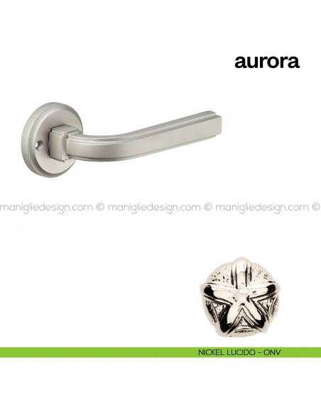 Maniglia per porta Aurora Poggi Mariani con rosetta tonda nickel lucido - ONV