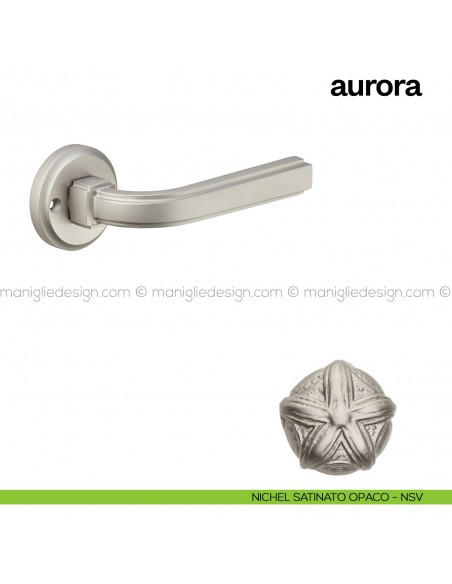 Maniglia per porta Aurora Poggi Mariani con rosetta tonda nickel satinato opaco - NSV