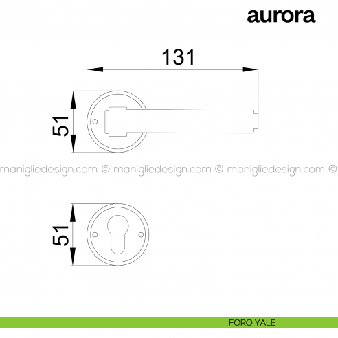 Maniglia per porta Aurora Poggi Mariani con rosetta tonda foro yale