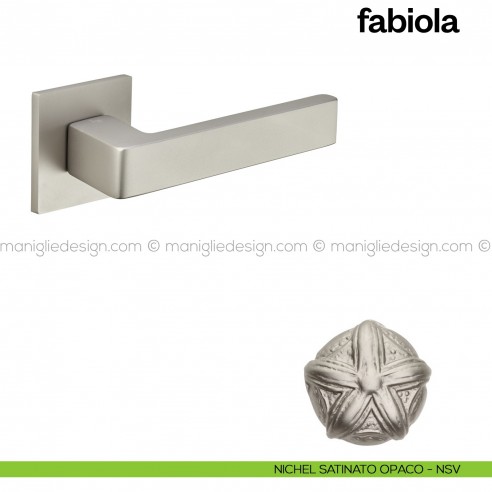 Maniglia per porta Fabiola Poggi Mariani con rosetta quadrata Nichel satinato opaco - NVS