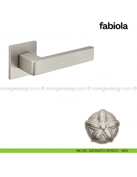 Maniglia per porta Fabiola Poggi Mariani con rosetta quadrata Nichel satinato opaco - NVS