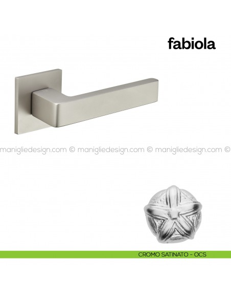Maniglia per porta Fabiola Poggi Mariani con rosetta quadrata Cromo satinato - OCS