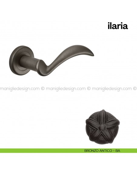 Maniglia per porta Ilaria Poggi Mariani con rosetta tonda Bronzo antico -BA
