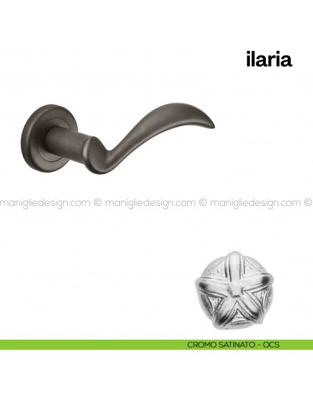 Maniglia per porta Ilaria Poggi Mariani con rosetta tonda Cromo satinato - OCS