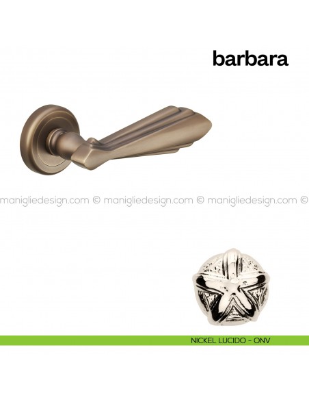 Maniglia per porta Barbara Poggi Mariani con rosetta tonda nickel lucido - ONV