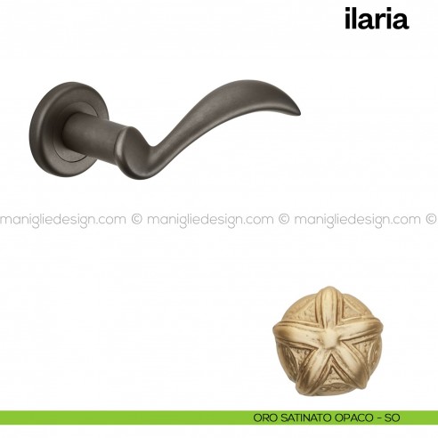 Maniglia per porta Ilaria Poggi Mariani con rosetta tonda Oro satinato opaco - SO