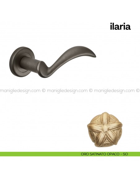 Maniglia per porta Ilaria Poggi Mariani con rosetta tonda Oro satinato opaco - SO